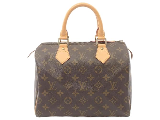 Bolsa de mão Louis Vuitton Speedy 25 Monogram Marrom Azul Couro Lona Plástico  ref.1535860