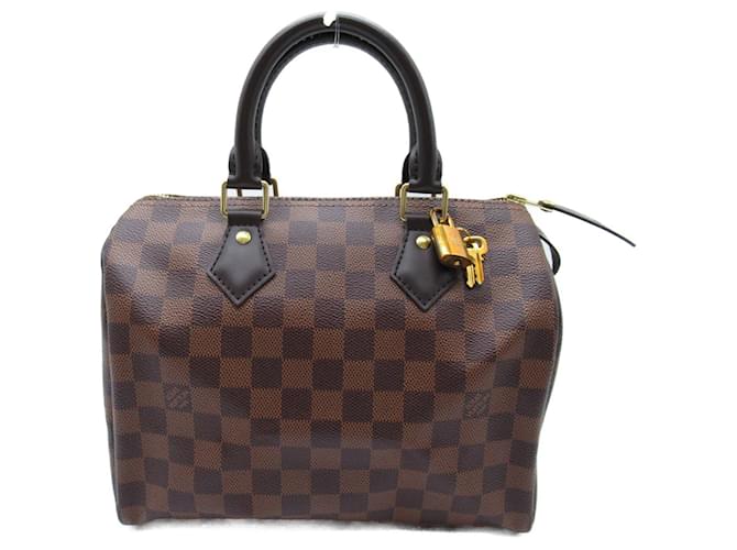 Louis Vuitton Speedy 25 Handbag Brown Cloth Plastic  ref.1535868