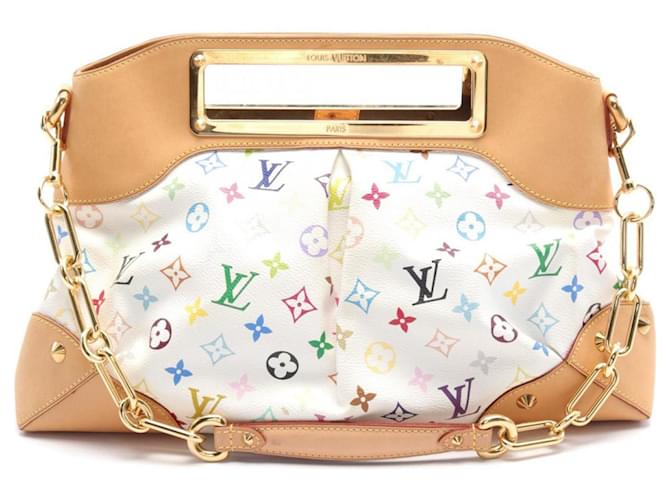 Louis Vuitton Judy MM Monogram Multicolor Blanc Handbag White Multiple colors Leather Cloth Plastic  ref.1535875