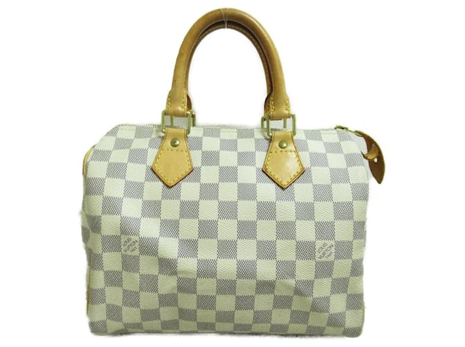 Sac à main Louis Vuitton Speedy 25 Toile Plastique Écru  ref.1535878