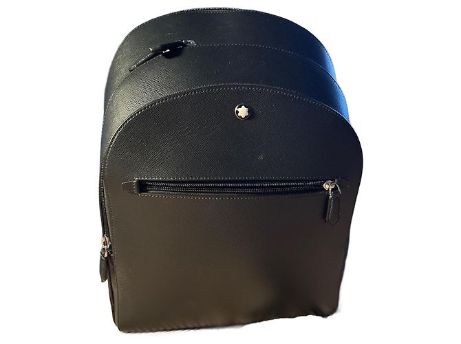 Mochila Montblanc em couro Saffiano azul