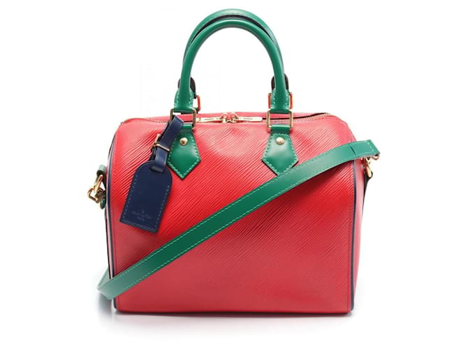 Bolsa Louis Vuitton Speedy Bandoulière 25 Epi Vermelho Verde Azul marinho Couro  ref.1535905