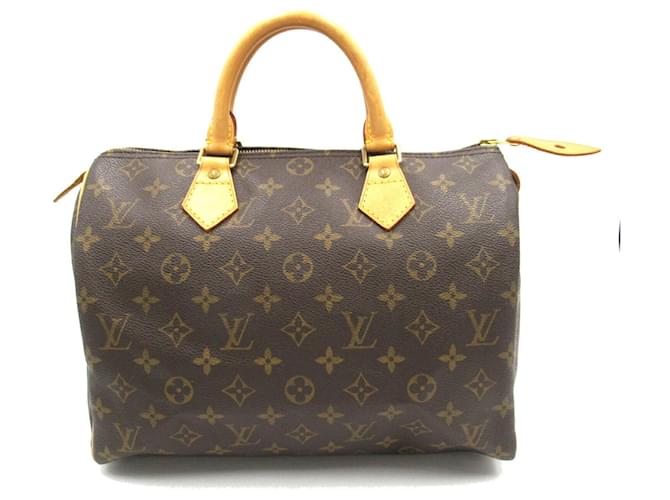 Louis Vuitton Speedy 30 Handtasche Braun Lackleder Leinwand Kunststoff  ref.1535935