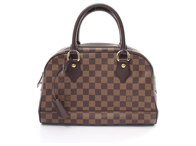 Sac à main Louis Vuitton Duomo Damier Ébène Cuir Toile Plastique Marron  ref.1535939