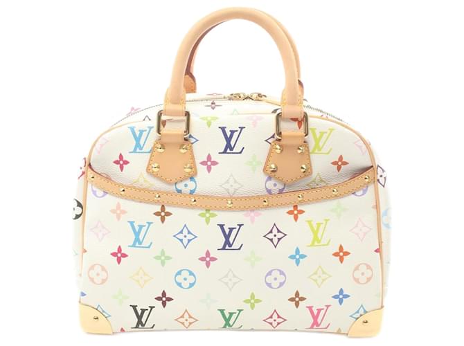 Louis Vuitton Trouville Monogram Multicolor Blanc Handbag White Multiple colors Leather Cloth Plastic  ref.1535957