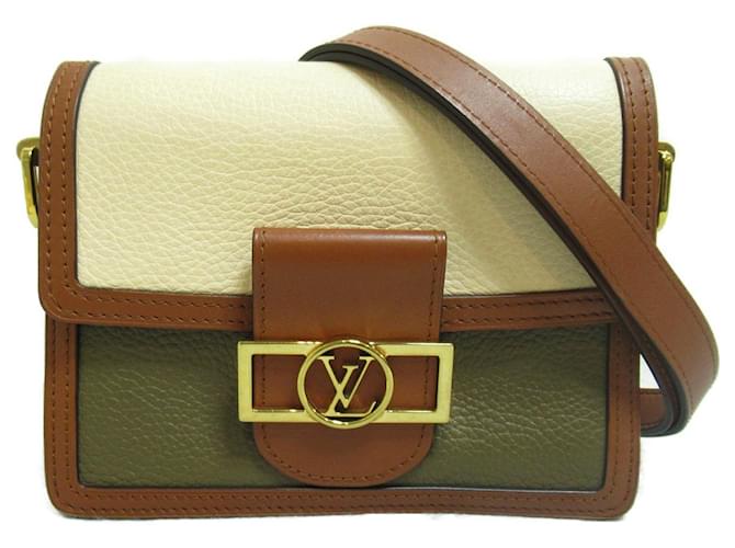 Bolsa de Ombro Dauphine MINI Louis Vuitton Marrom Cru Caqui Couro  ref.1535964