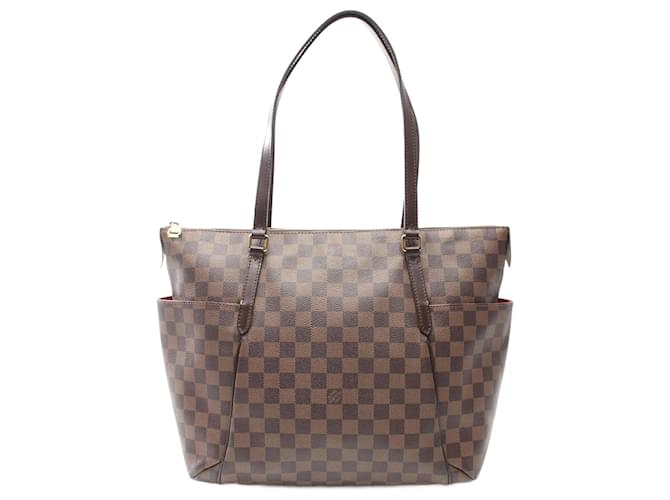 Bolso tote Louis Vuitton Totally MM Damier Ebene Castaño Cuero Lienzo  ref.1535979