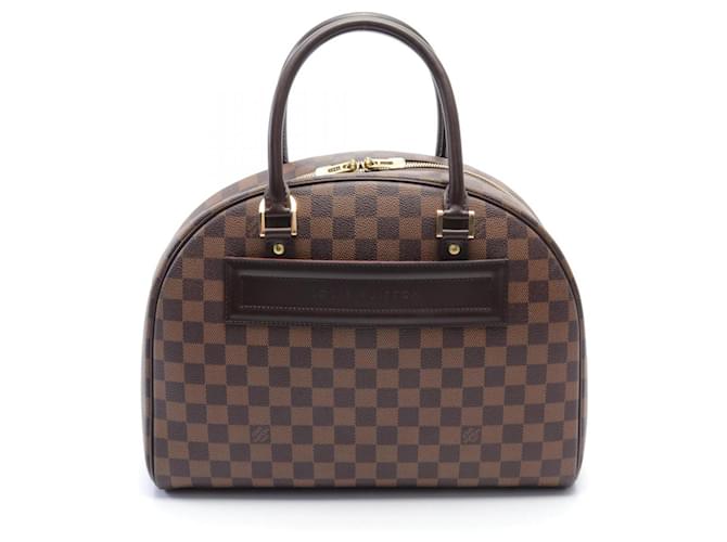 Bolso Louis Vuitton Nolita Damier Ebene Castaño Cuero Lienzo  ref.1535985