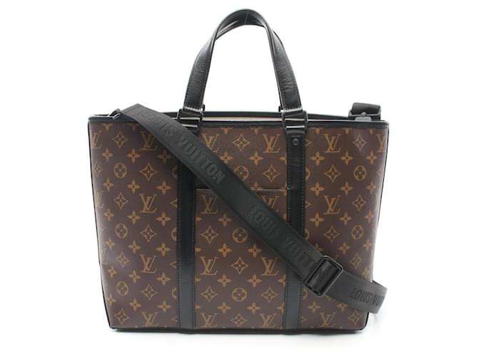 Sac de week-end PM Monogram Macassar Louis Vuitton Cuir Toile Plastique Marron Noir Monogramme  ref.1536003