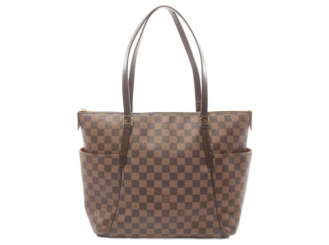 Bolsa tote Louis Vuitton Totally MM Damier Ebene Marrom Couro Lona Plástico  ref.1536011