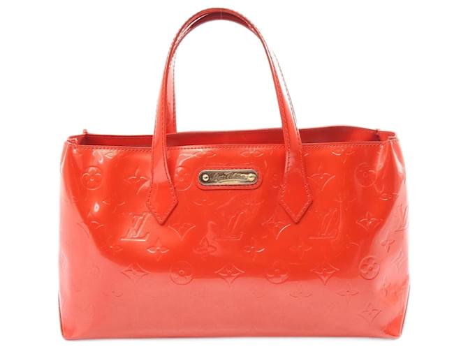 Bolsa Louis Vuitton Wilshire PM Vermelho Laranja Couro envernizado  ref.1536023