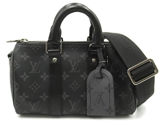 Bolsa de Ombro Keepall Bandouliere 25 da Louis Vuitton Preto Monograma Lona Plástico  ref.1536028