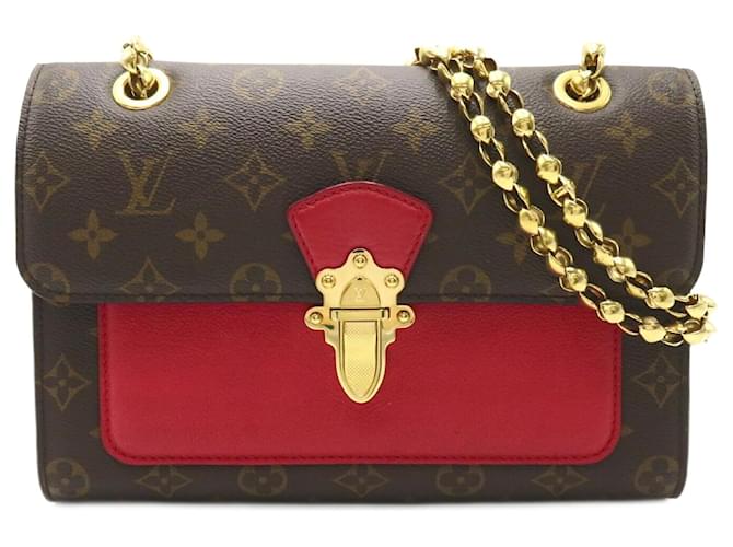 Bolsa de Ombro Victor Louis Vuitton Marrom Vermelho Monograma Lona ref.1536030 Joli Closet