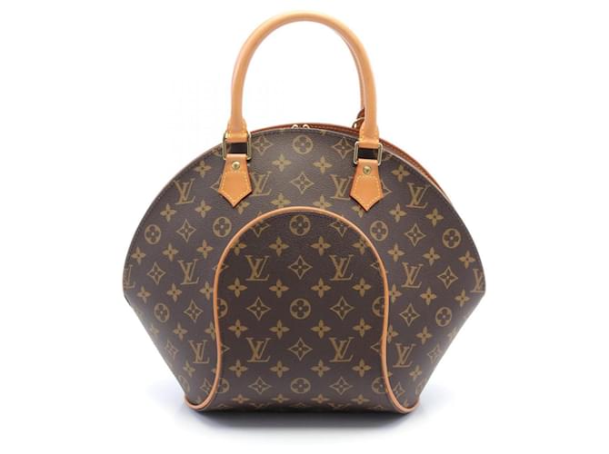 Bolsa de mão Monogram Ellipse MM Louis Vuitton Marrom Monograma Couro Couro envernizado Lona Plástico  ref.1536031