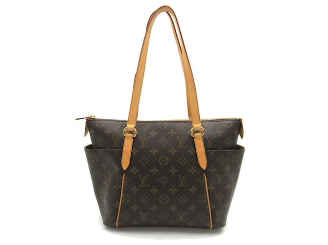 Bolsa Tote Totally PM Louis Vuitton Marrom Couro envernizado Lona Plástico  ref.1536048