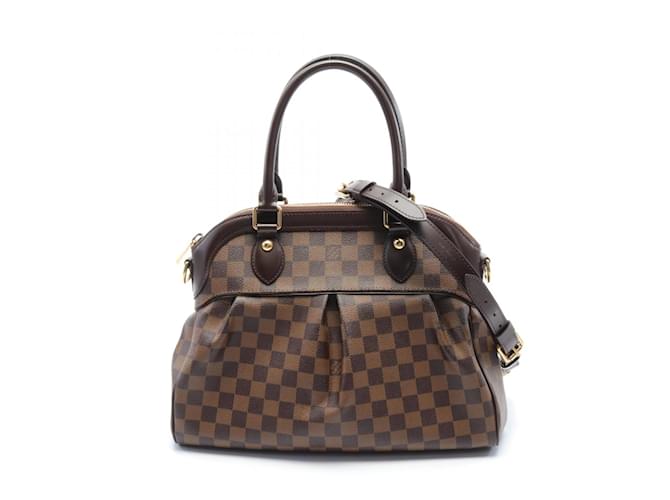 Bolsa Louis Vuitton Trevi PM Damier Ébène Marrom Lona  ref.1536058