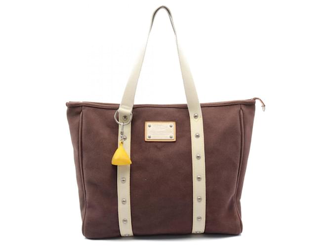 Sac cabas GM Antigua de Louis Vuitton Toile Marron Blanc  ref.1536073