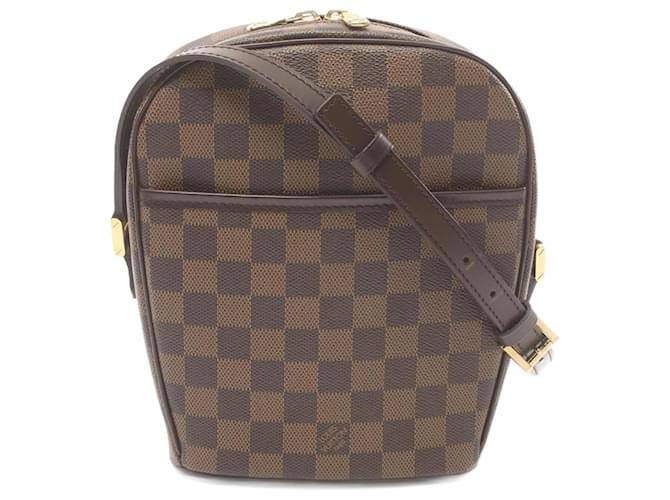 Bolso de Hombro Damier Ebene Ipanema PM de Louis Vuitton Castaño Cuero Lienzo Plástico  ref.1536077