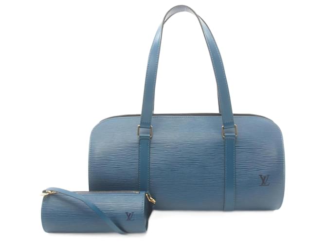 Bolsa Louis Vuitton Soufflot Epi Azul Toledo Couro  ref.1536080