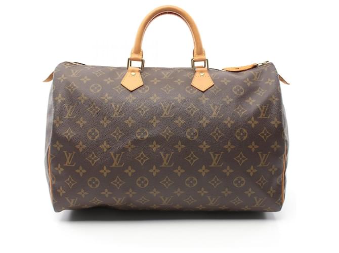 Bolso Louis Vuitton Speedy 40 Castaño Cuero Lienzo  ref.1536123