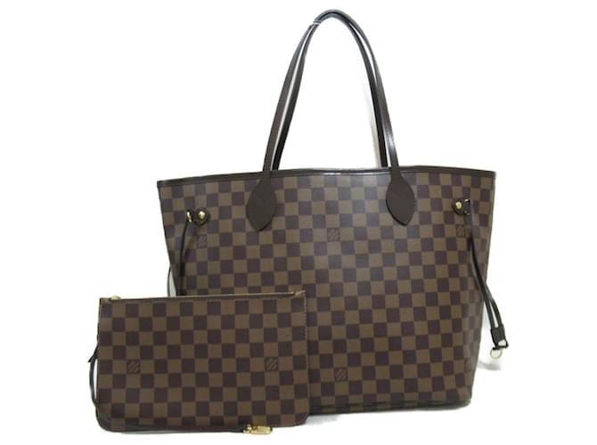 Bolsa tote Neverfull MM da Louis Vuitton Marrom Damier ebene Lona  ref.1536124