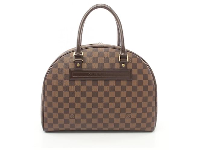 Bolso Louis Vuitton Nolita Damier Ebene Castaño Cuero Lienzo  ref.1536134