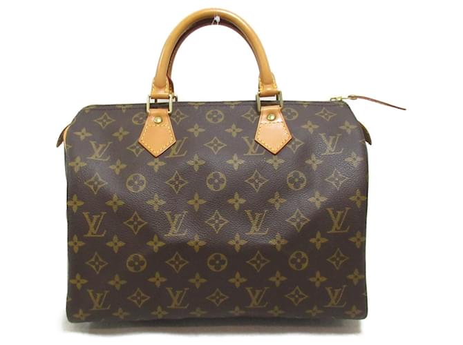 Bolso Louis Vuitton Speedy 30 Castaño Charol Lienzo Plástico  ref.1536137