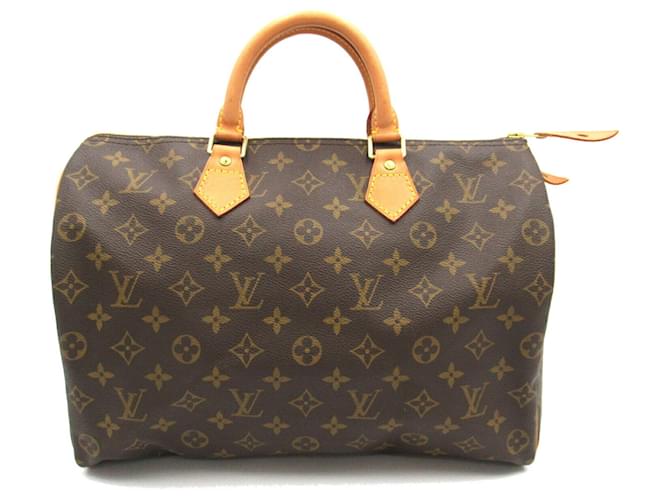 Bolsa Louis Vuitton Speedy 35 Marrom Lona  ref.1536159