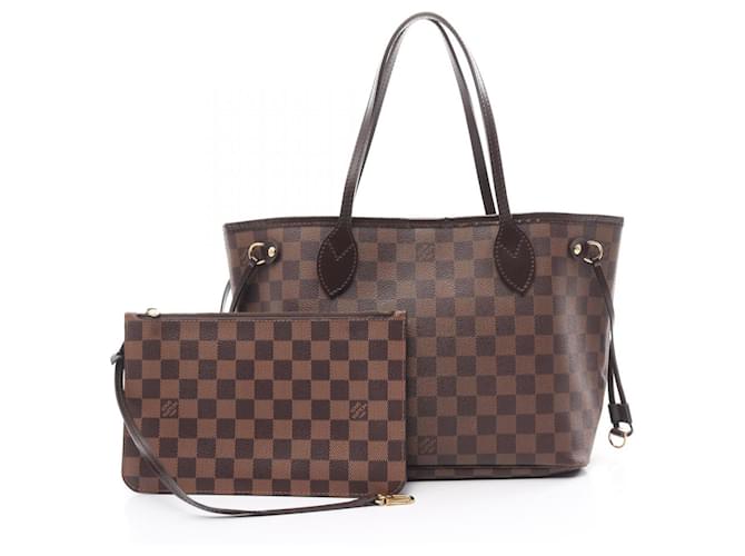 Louis Vuitton Neverfull PM Damier Ebene Tote Bag Brown Leather Cloth  ref.1536165