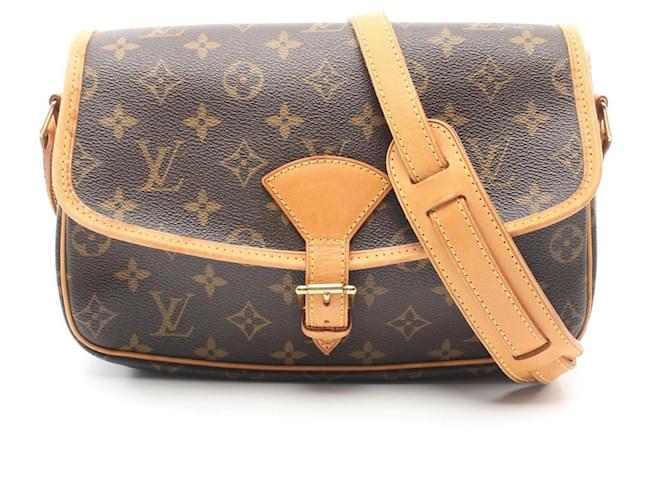 Louis Vuitton Sologne Monogram Shoulder Bag Brown Leather Cloth Plastic  ref.1536185