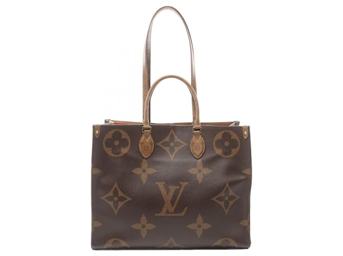 Louis Vuitton On the Go GM Monogram Giant Reverse Tote Bag Braun Beige Leinwand  ref.1536198