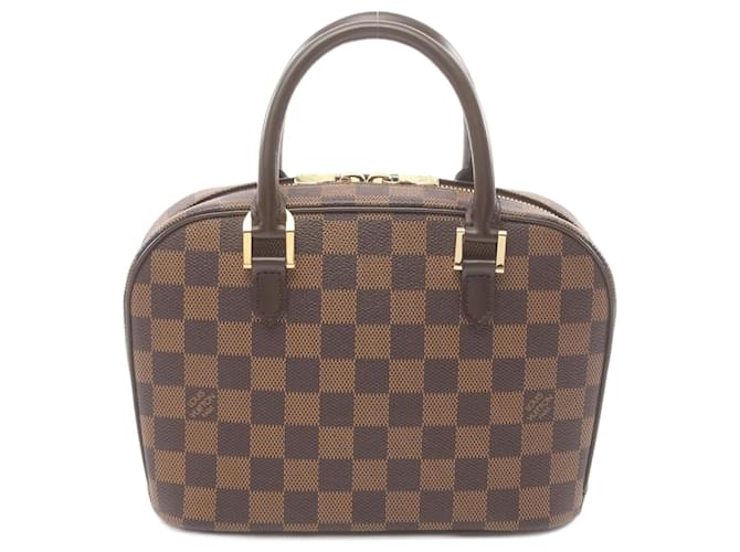 Louis Vuitton Saria Damier Ebene Handbag Brown Leather Cloth  ref.1536199