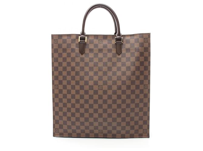 Louis Vuitton Sac Plat Tote Bag Braun Damier ebene Leder Leinwand  ref.1536202