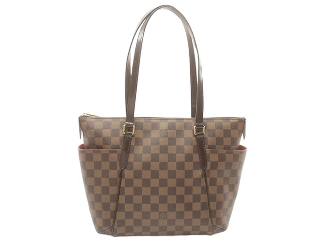 Louis Vuitton Totally PM Damier Ebene Tote Bag Braun Leder Leinwand Kunststoff  ref.1536230