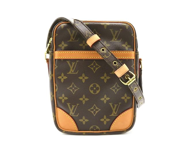 Danube Schultertasche Louis Vuitton Braun Lackleder Leinwand Kunststoff  ref.1536236