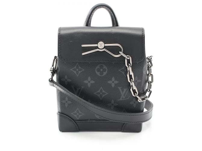 Sac à épaule Nano Steamer Monogram Eclipse Louis Vuitton Cuir Toile Noir Monogramme  ref.1536257