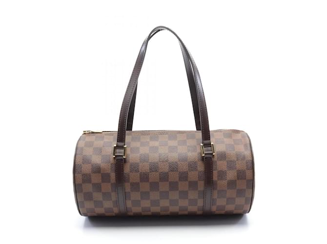 Louis Vuitton Papillon 30 Damier Ebene Handbag Brown Leather Cloth Plastic  ref.1536269