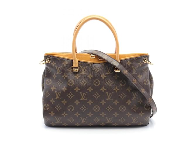 Louis Vuitton Pallas Monogram Saffron Handbag Brown Golden Yellow Leather Cloth Plastic  ref.1536270