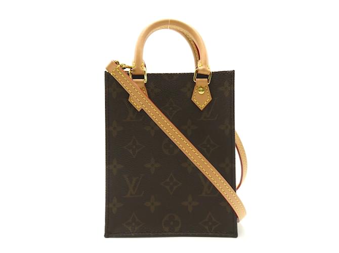 Schultertasche Petite Sac Plat Louis Vuitton Braun Leder Lackleder  ref.1536282