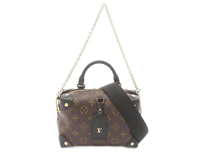 Sac à main Petite Malle Souple Louis Vuitton Cuir Toile Plastique Marron Noir  ref.1536286