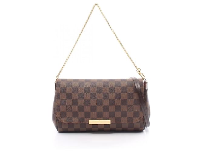 Louis Vuitton Favorite MM Handbag Brown Damier ebene Leather Cloth Plastic  ref.1536288