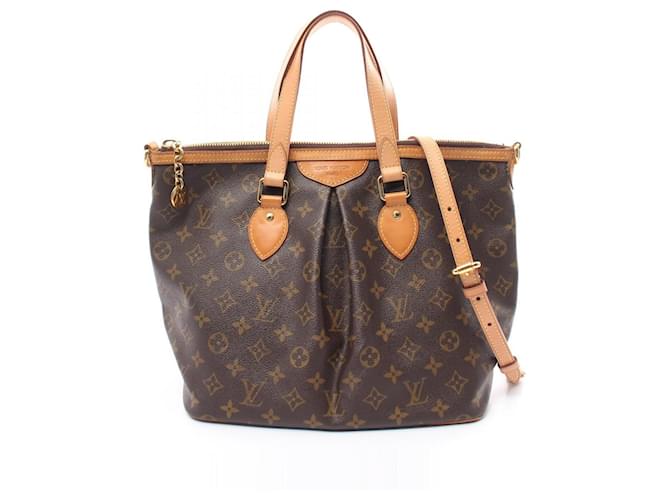 Louis Vuitton Palermo PM Handtasche Braun Leder Leinwand  ref.1536309