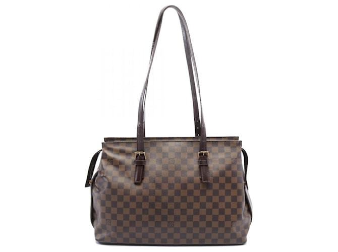 Sac à main Chelsea Damier Ébène Louis Vuitton Cuir Toile Plastique Marron  ref.1536320