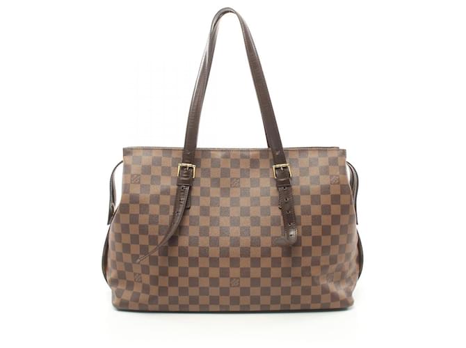 Louis Vuitton Chelsea Damier Ebene Tote Bag Brown Leather Cloth Plastic  ref.1536322