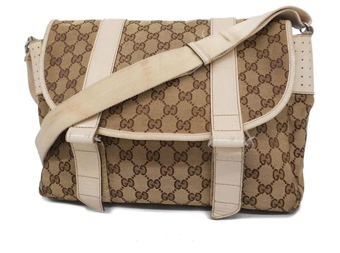 Bolso de hombro Gucci marrón Castaño Cuero Lienzo  ref.1536357