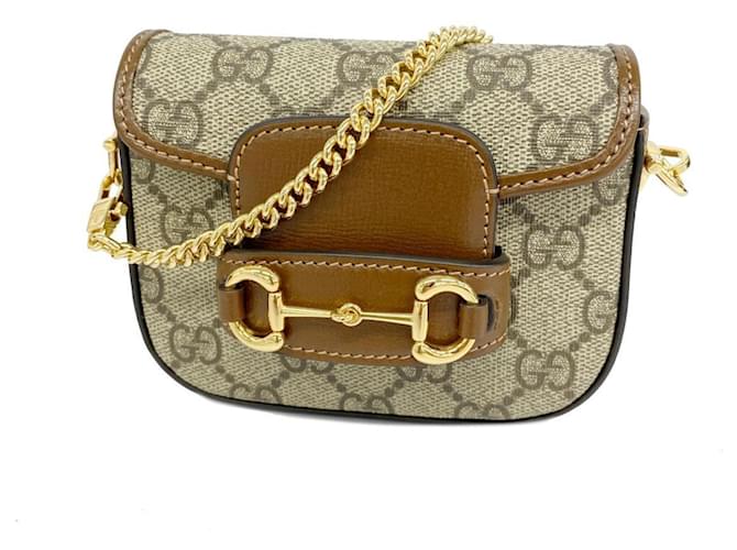 Gucci Handtasche GG Supreme Shelly Line Braun Leder Kunststoff  ref.1536390