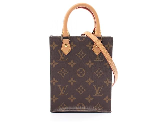 Louis Vuitton Petite Sac Plat Monogram Handtasche Braun Monogramm Leder Lackleder  ref.1536405