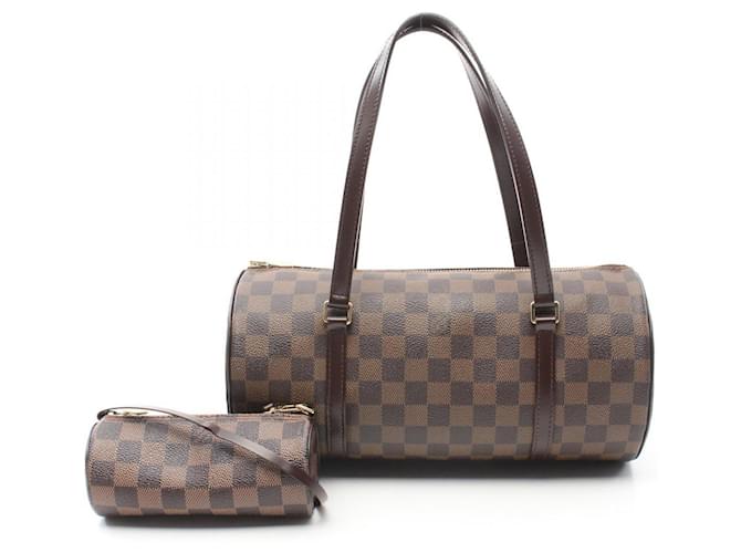 Bolsa Louis Vuitton Papillon 30 Damier Ébène Marrom Damier ebene Couro Lona  ref.1536413