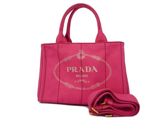 Prada Pink Handbag in Canvas Cloth  ref.1536448