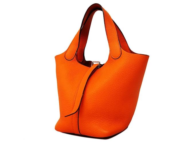 Hermès Hermes Picotin PM Handtasche in Orange Leder  ref.1536496